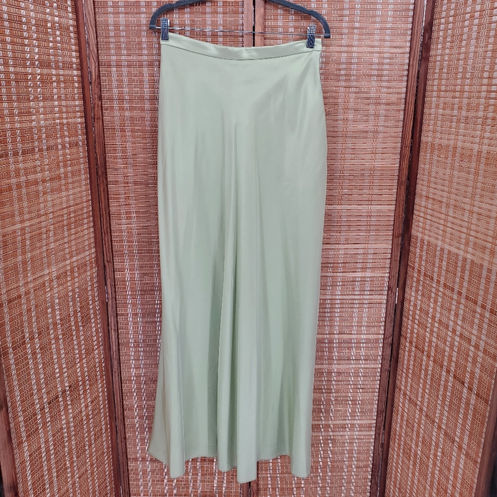 ♧ Michaelangelo Sage Green Satin Formal Maxi Skirt Size 10